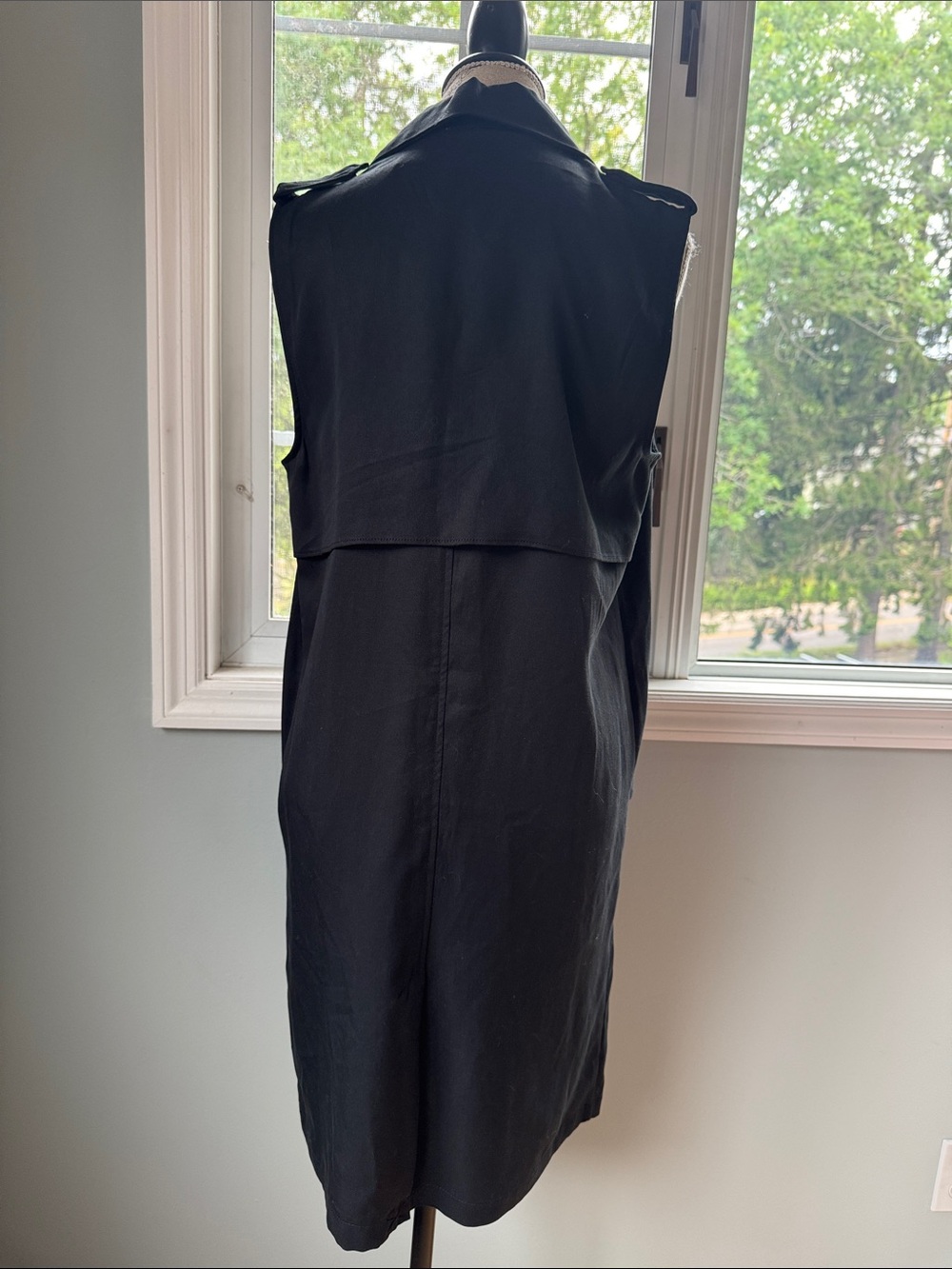 Philosophy black sleeveless trenchcoat notched collar NWT S/M - Picture 5 of 9